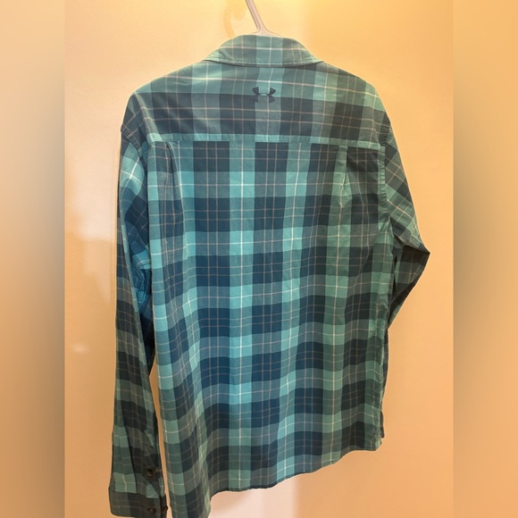 Men's Teal Plaid Under Armour shirt - Picture 3 of 3